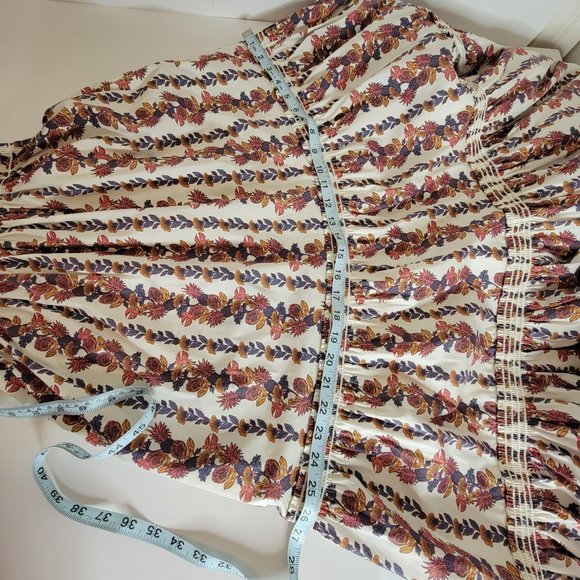 Tory Burch Wonderland Vine Smocked Floral Cotton Maxi Dress Size S/P Navy Orange - Picture 8 of 12